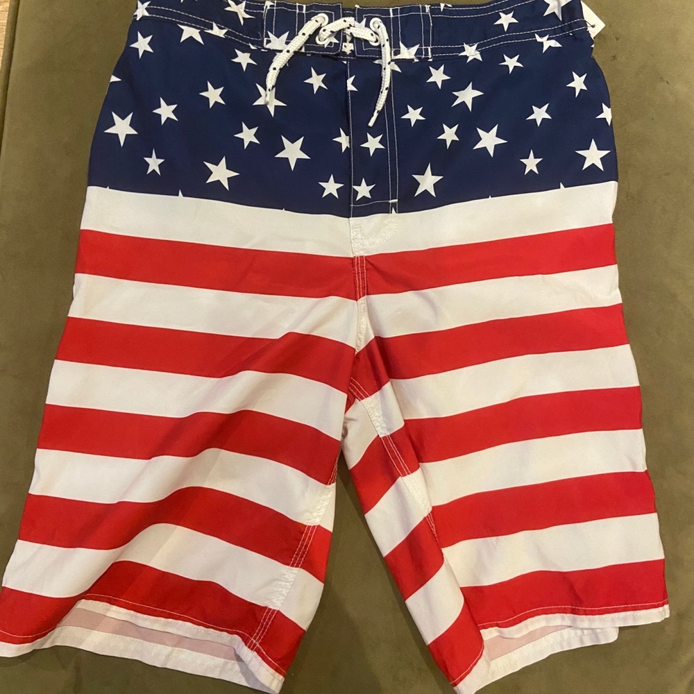 American flag pride swimsuit trunks